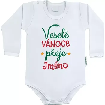 Kojenecký body Dětské body s dlouhým rukávem Veselé Vánoce přeje