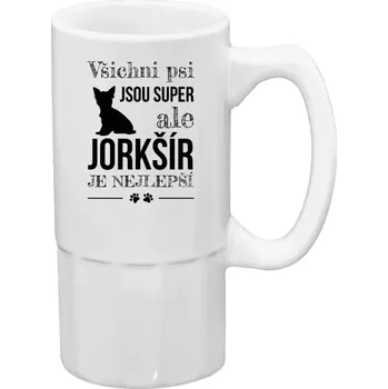 Sklenice Půllitr bílý vysoký Jorkšír je nejlepší