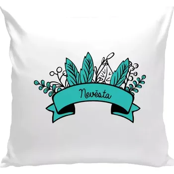 Polštář Polštář bílý 40x40 cm Nevěsta - zelené lupeny