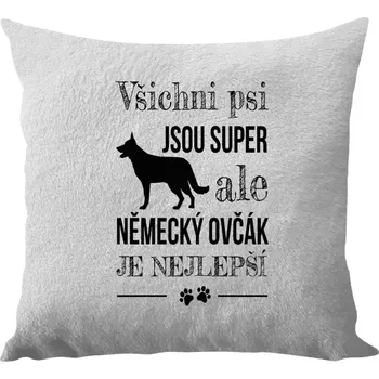 Polštář Polštář bílý 40x40 cm - dlouhý chlup Německý ovčák je nejlepší