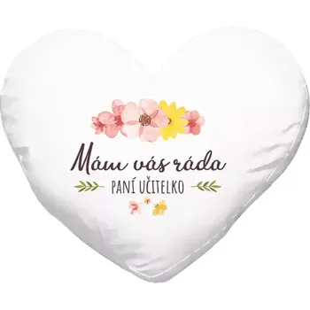 Polštář Polštář srdce 40x35 cm Mám vás ráda, paní učitelko