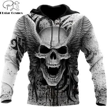 Pánská mikina Mikina 3D potisk lebka s andělskými křídly Velikost: 7XL, Barva (Varianta): Mikina s kapucí