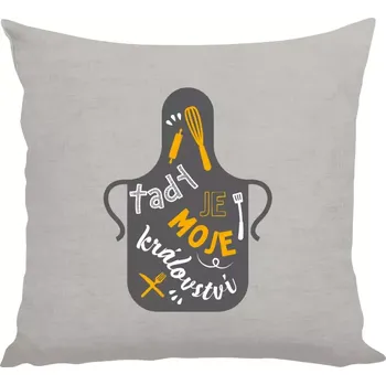 Polštář Polštář lněný 40x40 cm Tady je moje království - zástěra