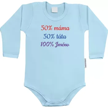 Kojenecký body Dětské body s dlouhým rukávem 50% máma + 50% táta = 100% jméno