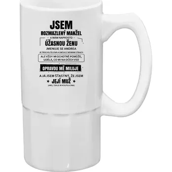 Sklenice Půllitr pro manžela - Rozmazlený manžel - 500 ml