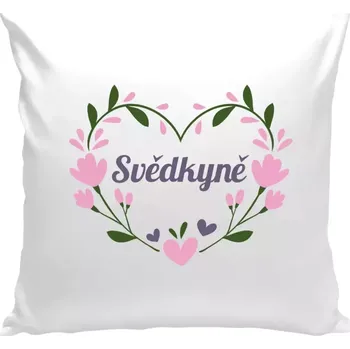 Polštář Polštář bílý 40x40 cm Svědkyně - srdce s lístečky