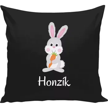 Polštář Polštář černý 40x40 cm Králíček, vlastní jméno