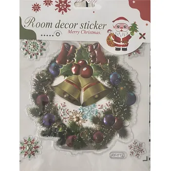 Vánoční dekorace Vánoční samolepky na okno - Věnec (16 x 22 cm)
