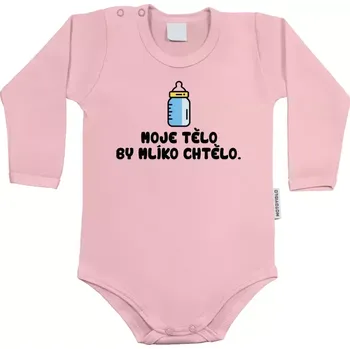 Kojenecký body Dětské body s dlouhým rukávem Moje tělo by mlíko chtělo