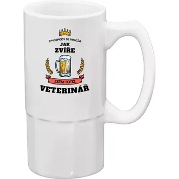 Sklenice Půllitr pro veterináře - Z hospody se vracím - Veterinář - 500 ml