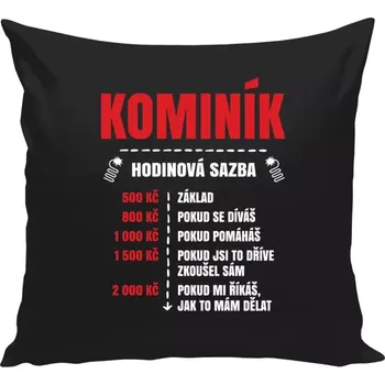 Polštář Polštář černý 40x40 cm Hodinová sazba - kominík