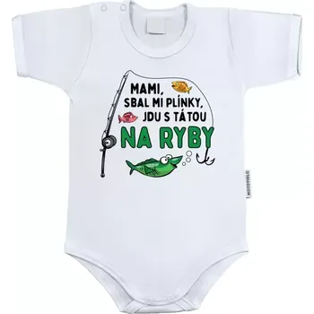 Kojenecký body Dětské body s krátkým rukávem Mami sbal mi plínky - ryby
