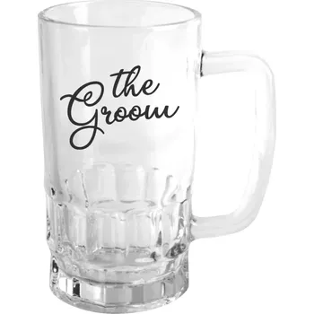 Sklenice Půllitr pro ženicha - The Groom - nápis - čirý