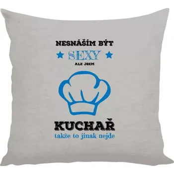 Polštář Polštář lněný 40x40 cm Nesnáším být sexy, ale jsem kuchař