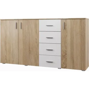 Komoda Komoda NEJBY CAYDEN 05, dub sonoma/bílá + PROVĚŘENO zákazníky + vyzvednutí ZDARMA