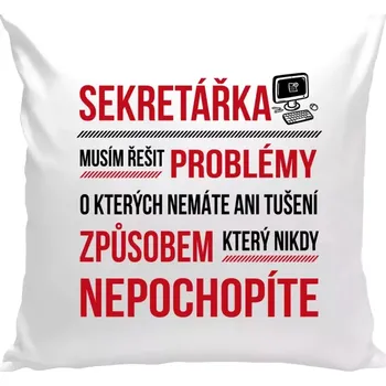 Polštář Polštář bílý 40x40 cm Musím řešit problémy - sekretářka