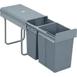 Výsuvný odpadkový 2-koš, 1x20 l + 1x10 l, K30-šedý plast