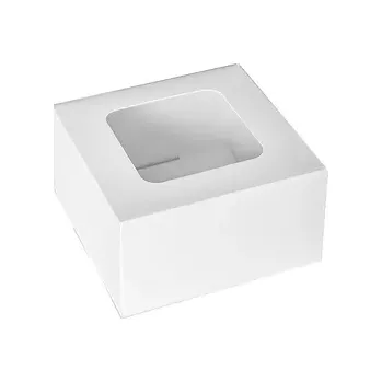 Krabička na výslužku Dortová krabička s průhledným okénkem 13x13x7 cm