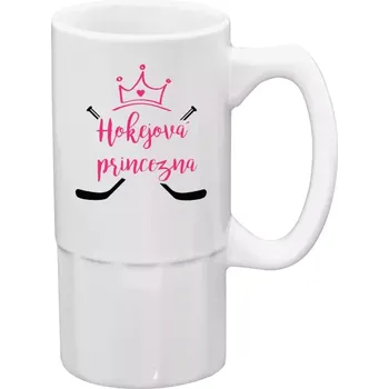 Sklenice Půllitr bílý vysoký Hokejová princezna