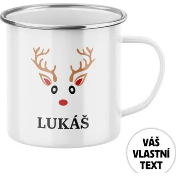 Plecháček s potiskem Vánoční sobík - bílý se jménem