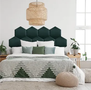 Obklad Čalouněný panel - Šestiúhelník - 30x26cm Tyrkysová