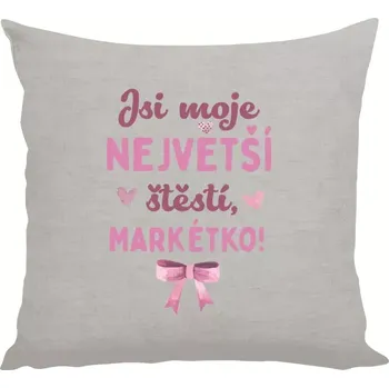Polštář Polštář lněný 40x40 cm Jsi moje největší štěstí se jménem