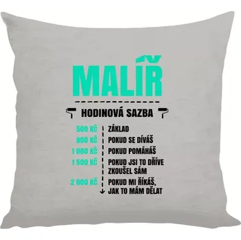 Polštář Polštář lněný 40x40 cm Hodinová sazba - malíř