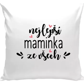 Polštář Polštář bílý 40x40 cm nejlepší maminka ze všech - srdíčka