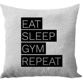 Polštář Polštář bílý 40x40 cm - dlouhý chlup Eat, Sleep, Gym, Repeat