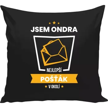 Polštář Polštář černý 40x40 cm Nejlepší v okolí - pošťák