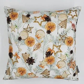 Dekorativní polštářek BYTEMA Vánoční dekorační povlak SUŠENÉ POMERANČE 45 x 45 cm