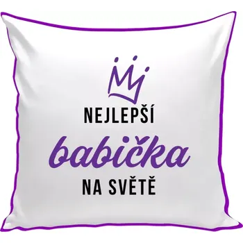 Polštář Polštář barevný 32x32 cm Nejlepší babička na světě - korunka