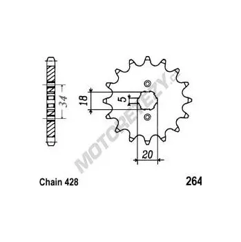 Řetězová sada pro motocykl Řetězové kolečko DERBI 125 Derbi Senda SM (04-07) rok 04-07