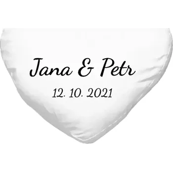 Polštář Polštář srdce 40x35 cm Jména a datum písmo 2