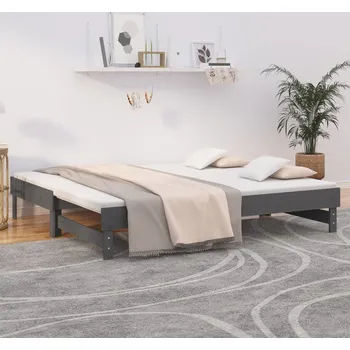 Postel vidaXL Výsuvná postel 2x (90 x 190) cm masivní borovice [823393] Barva: Šedá