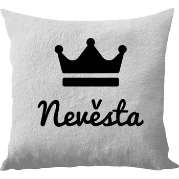 Polštář Polštář bílý 40x40 cm - dlouhý chlup Nevěsta s datem