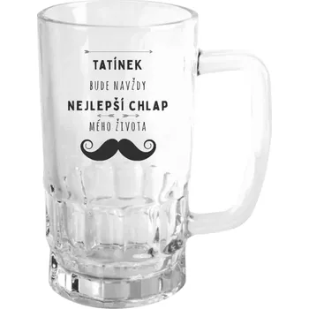 Sklenice Půllitr pro tatínka - Tatínek bude navždy nejlepší chlap mého života - čirý