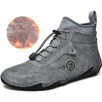 Pánská zimní obuv Zimné pánske topánky členkové a pohodlné so šnúrkou Barva: Šedá, Velikost: 48