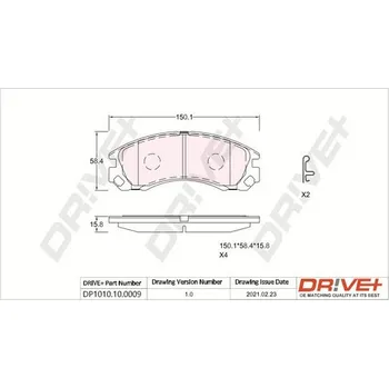 Brzdová destička Sada brzdových destiček, vždy 4 kusy v sadě Dr!ve+ DP1010.10.0009