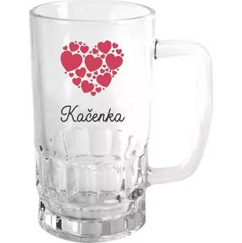 Sklenice Půllitr skleněný Srdíčka se jménem