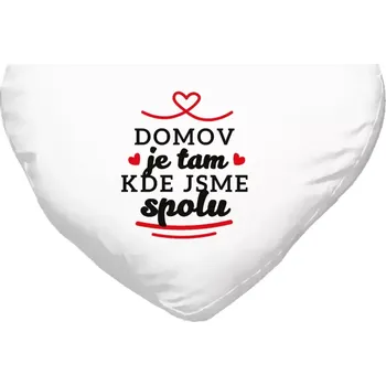 Polštář Polštář srdce 40x35 cm Domov je tam, kde jsme spolu