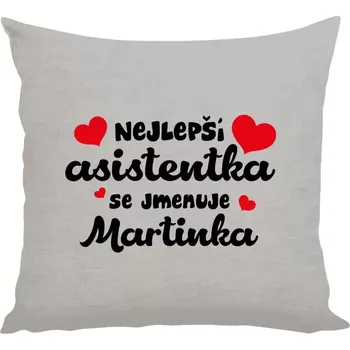 Polštář Polštář lněný 40x40 cm Nejlepší asistentka se jmenuje - Jméno