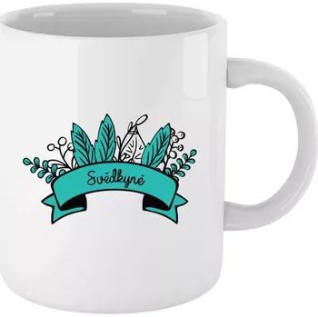 Hrnek 330 ml - bílý Svědkyně - zelené lupeny