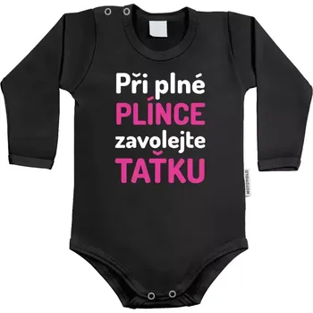 Dětské body s dlouhým rukávem Při plné plínce, zavolejte taťku