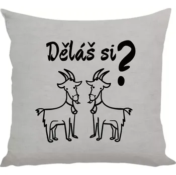 Polštář Polštář lněný 40x40 cm Děláš si kozy?