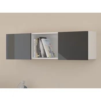 police Závěsná skříňka DELIA, bílá/černý lesk, 5 let záruka + PROVĚŘENO zákazníky + vyzvednutí ZDARMA