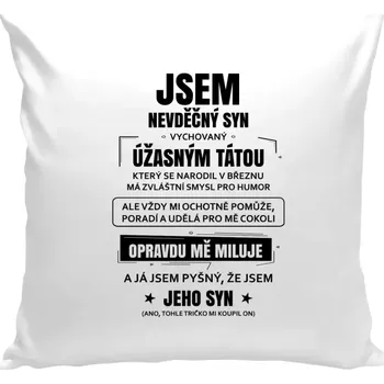 Polštář Polštář bílý 40x40 cm Tátův nevděčný syn