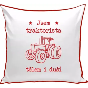 Polštář Polštář barevný 32x32 cm Jsem traktorista tělem i duší