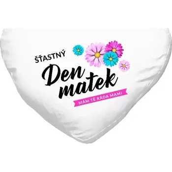 Polštář Polštář ke Dni matek - Šťastný den matek - květiny - bílý 40 x 35 cm