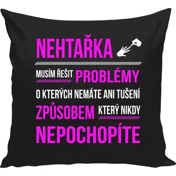 Polštář Polštář černý 40x40 cm Musím řešit problémy - nehtařka